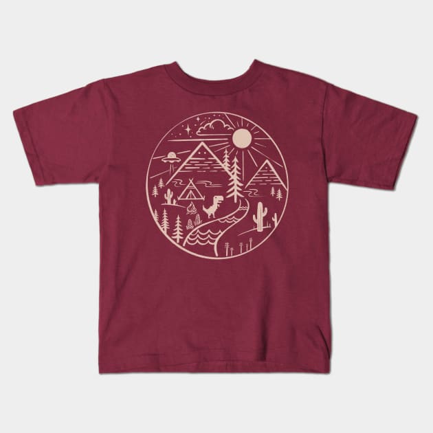 Explore world no internet dino Kids T-Shirt by Chewbarber